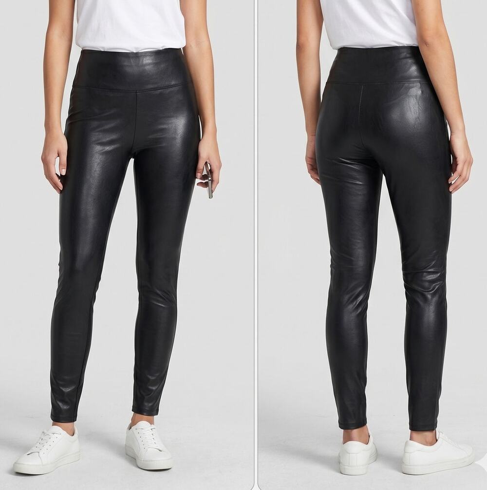 Rewind Black Faux Leather Ankle Pants